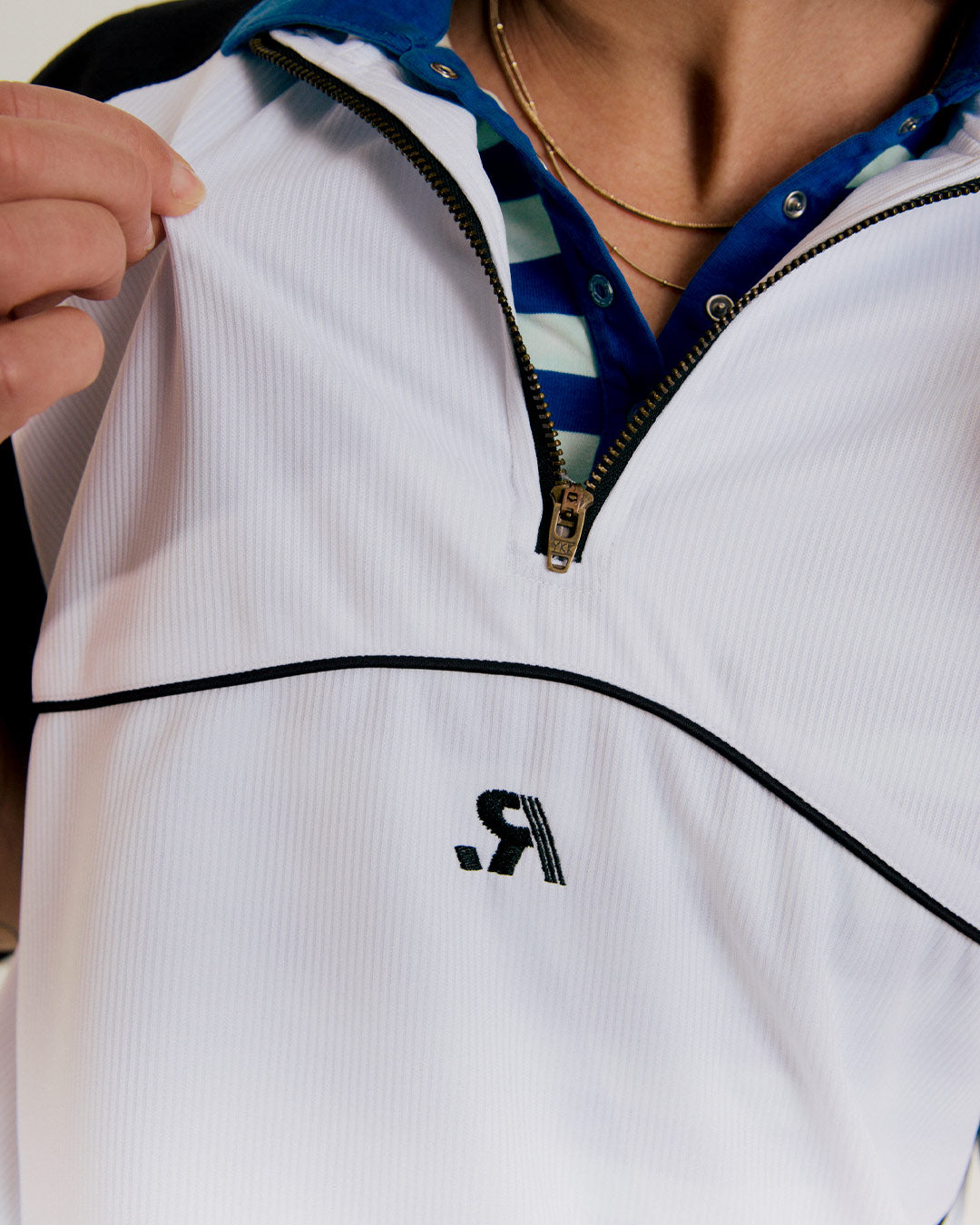 R.SPORT Tennis 1/4 Zip Top - White/Black