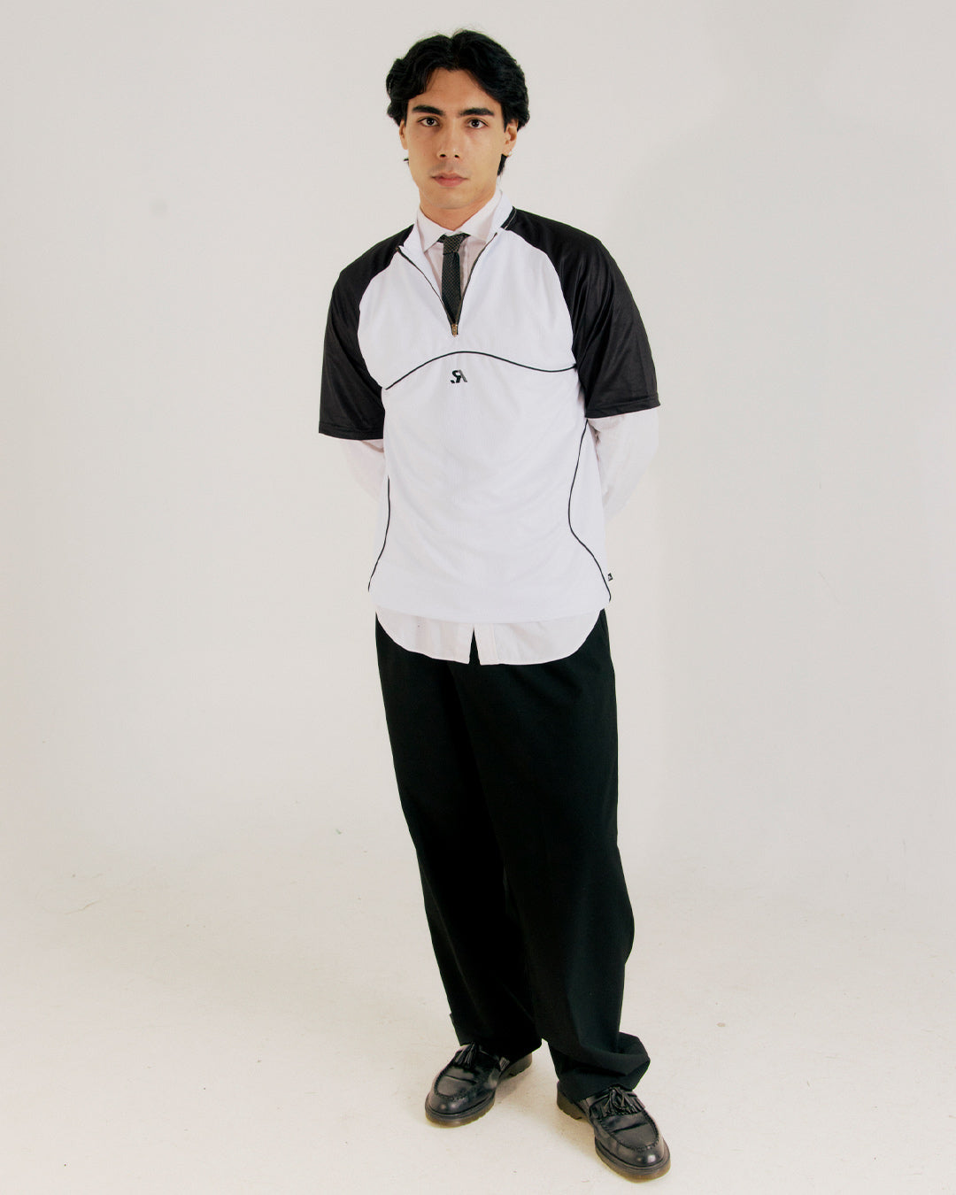 R.SPORT Tennis 1/4 Zip Top - White/Black