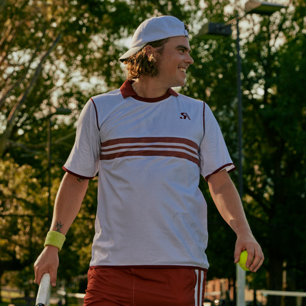 R.SPORT Tennis Polo Top - White/Red
