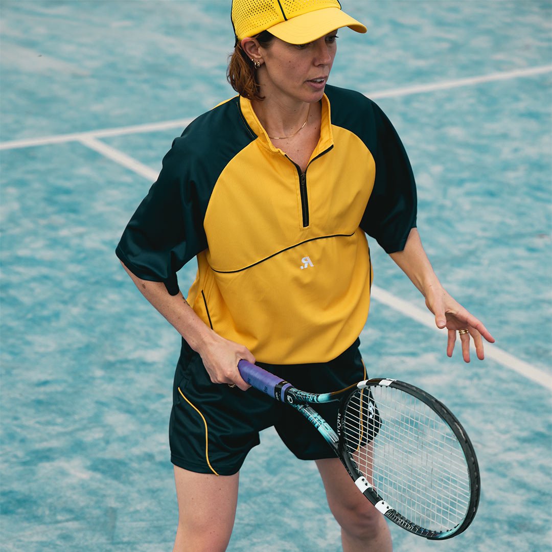 R.SPORT Tennis 1/4 Zip Top - Yellow/Navy