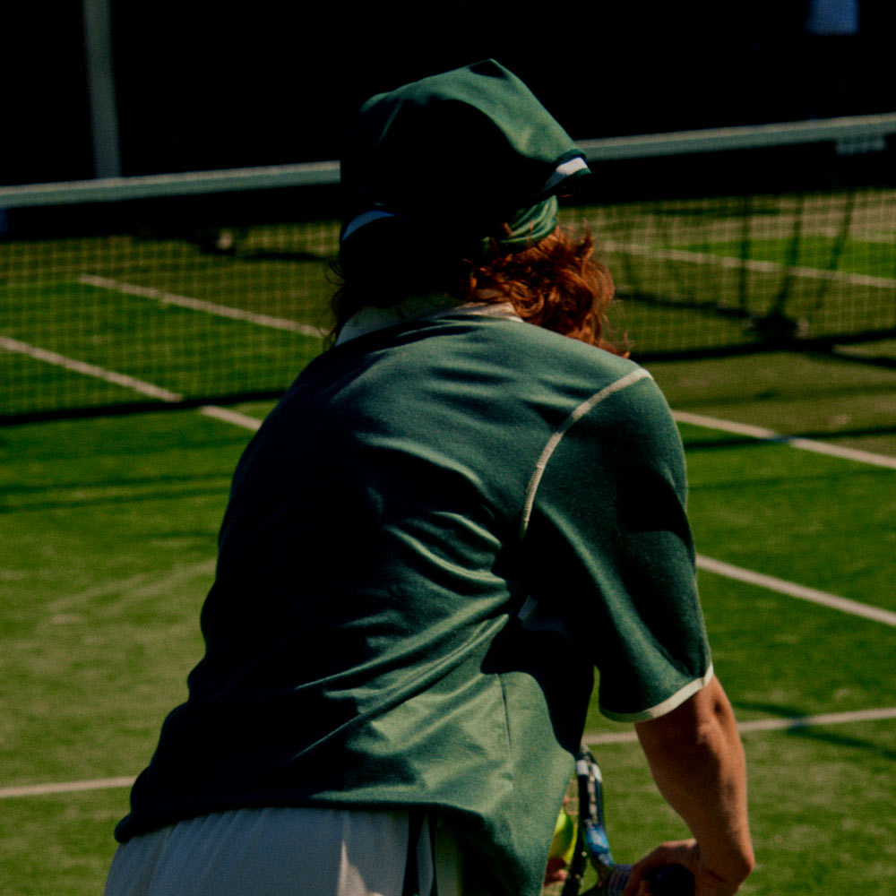 R.SPORT Tennis Polo Top - Green/Cream