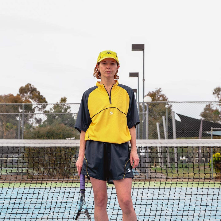 R.SPORT Tennis 1/4 Zip Top - Yellow/Navy