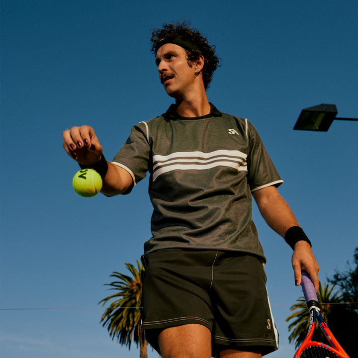 R.SPORT Tennis Polo Top - Black/White