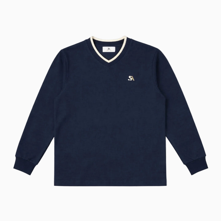 R.SPORT V-neck Long Sleeve Tee - Deep Blue