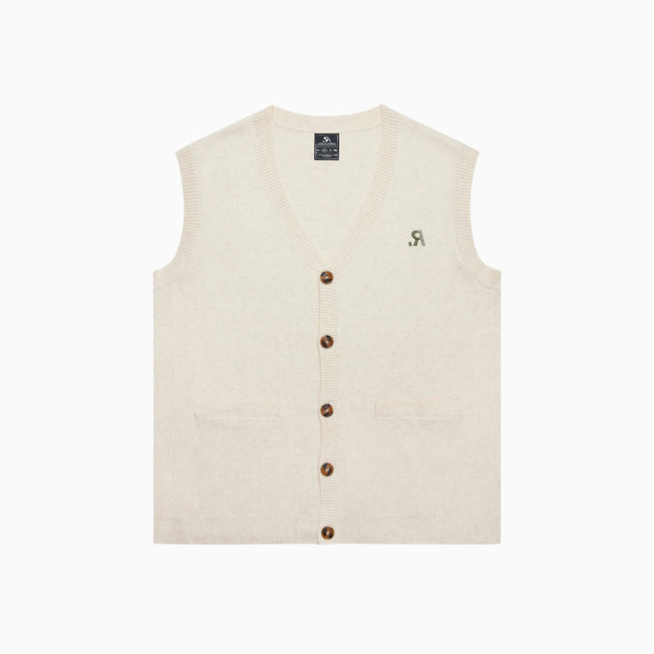 Buttoned Knit Vest - Cannoli Cream