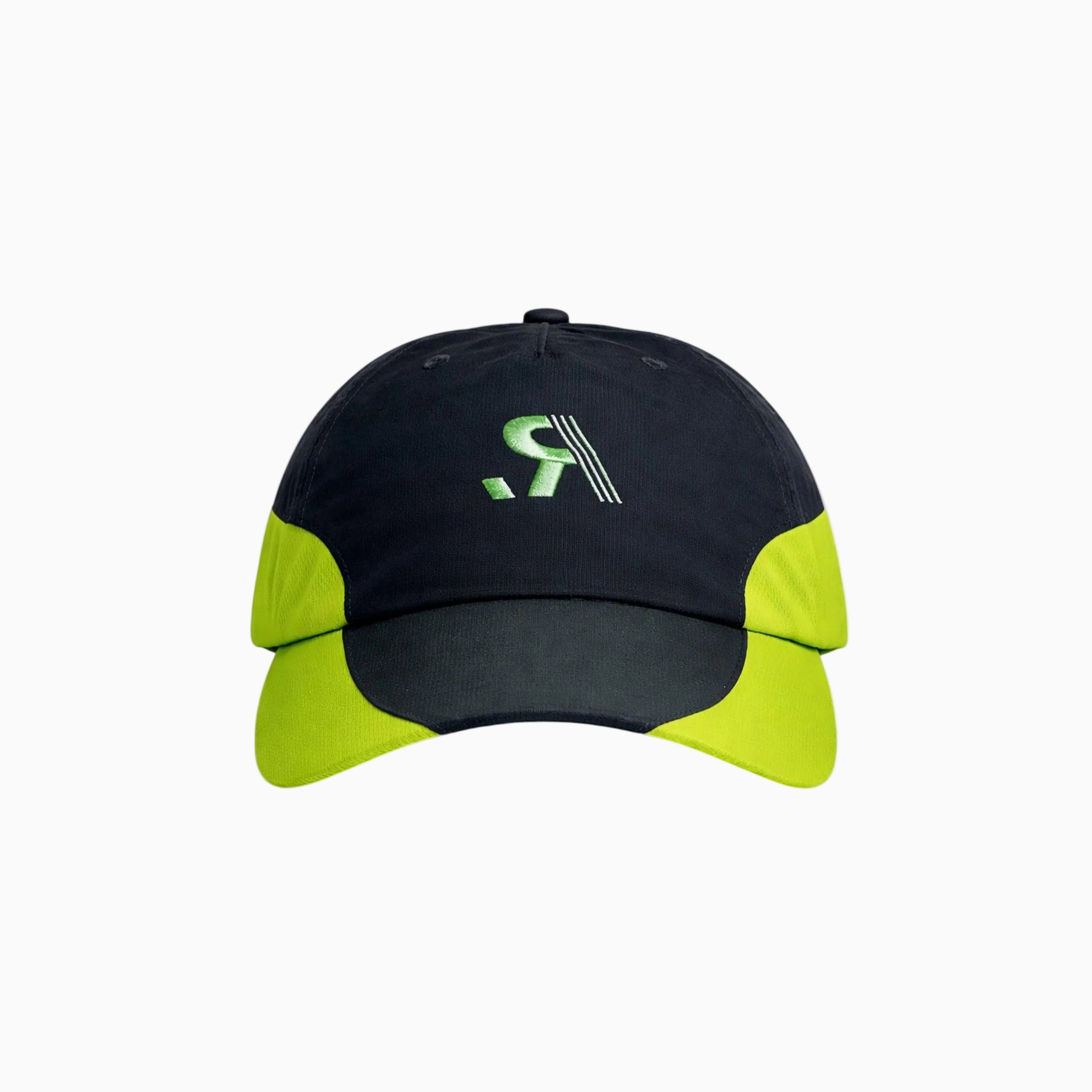 Dark Green and lime cap with a logo on a white background