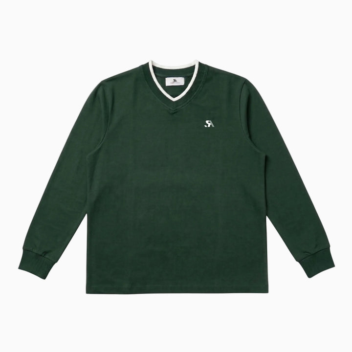 R.SPORT V-neck Long Sleeve Tee - Forest Green
