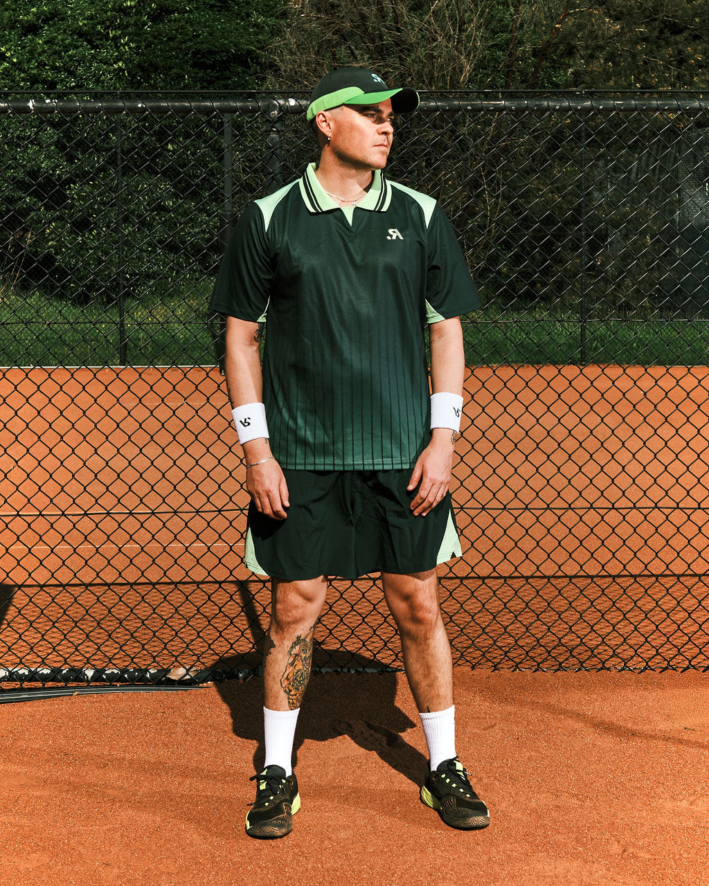 R.SPORT Tennis Polo - Dark Green/Lime