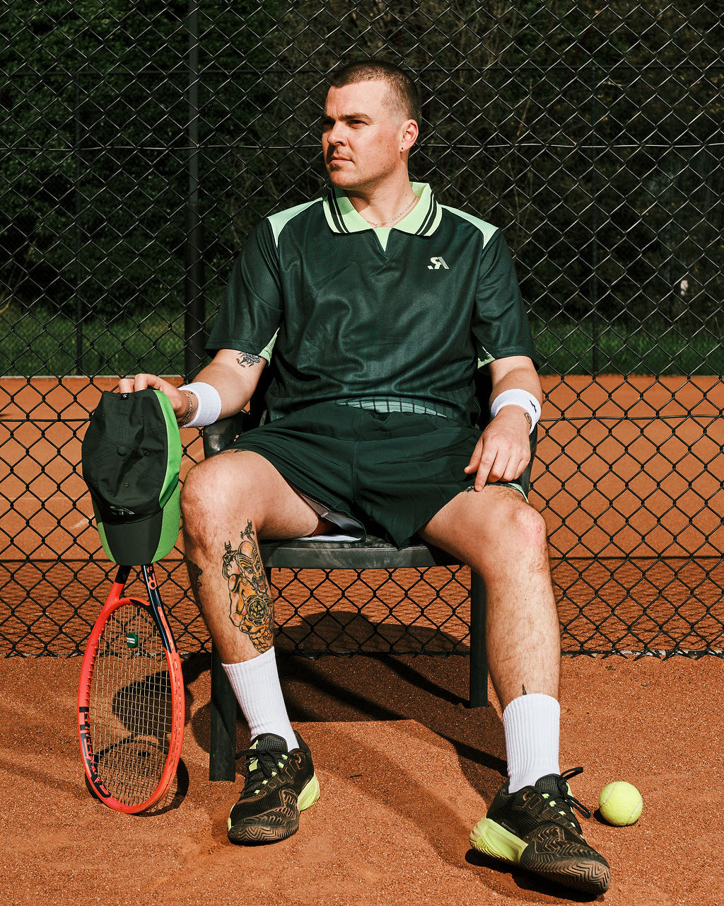 R.SPORT Tennis Polo - Dark Green/Lime