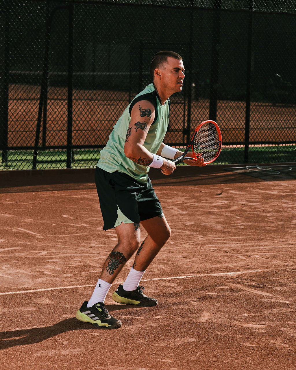 R.SPORT Tennis Shorts - Dark Green/Lime