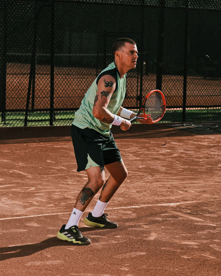 R.SPORT Tennis Shorts - Dark Green/Lime