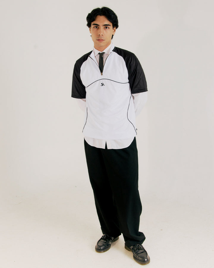 R.SPORT Tennis 1/4 Zip Top - White/Black