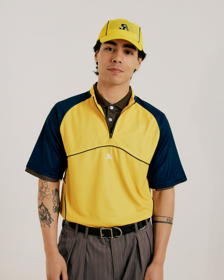 R.SPORT Tennis 1/4 Zip Top - Yellow/Navy