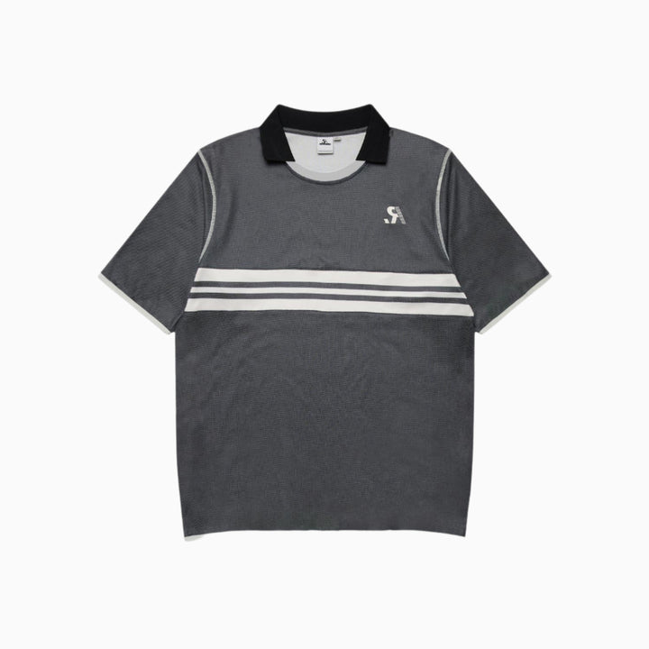 R.SPORT Tennis Polo Top - Black/White