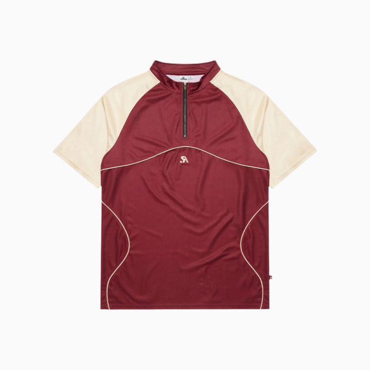 R.SPORT Tennis 1/4 Zip Top - Maroon/Cream