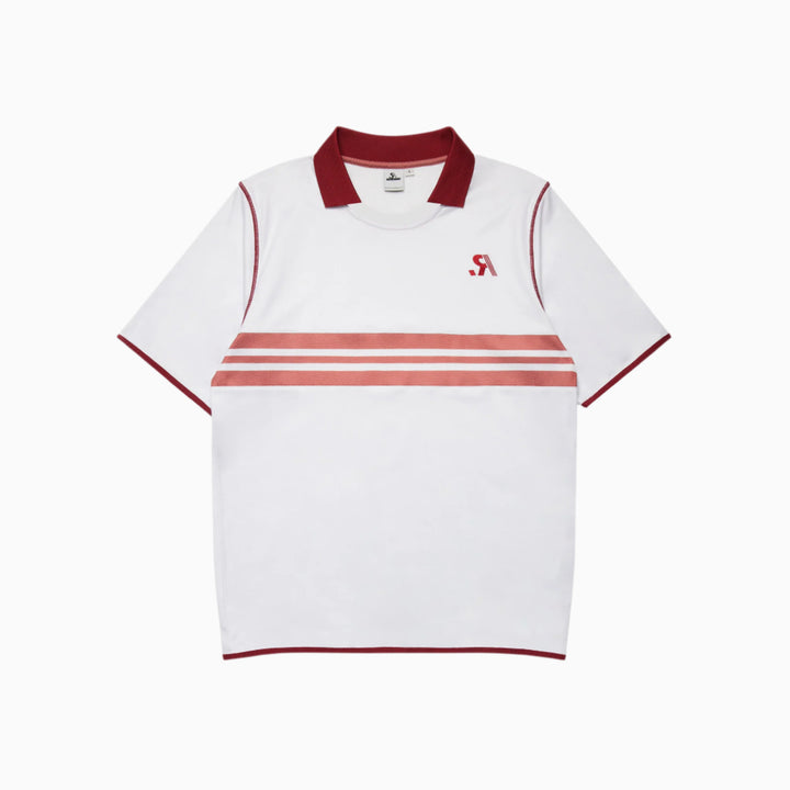 R.SPORT Tennis Polo Top - White/Red