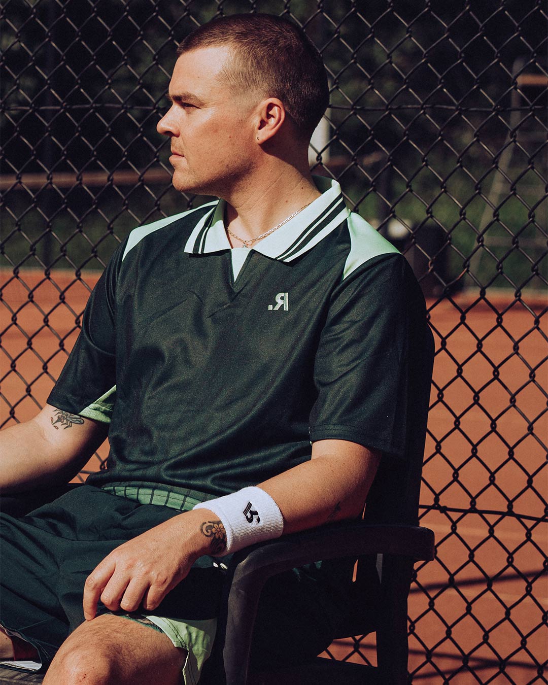 R.SPORT Tennis Polo - Dark Green/Lime