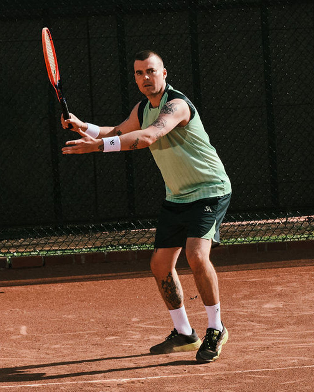 R.SPORT Tennis Shorts - Dark Green/Lime