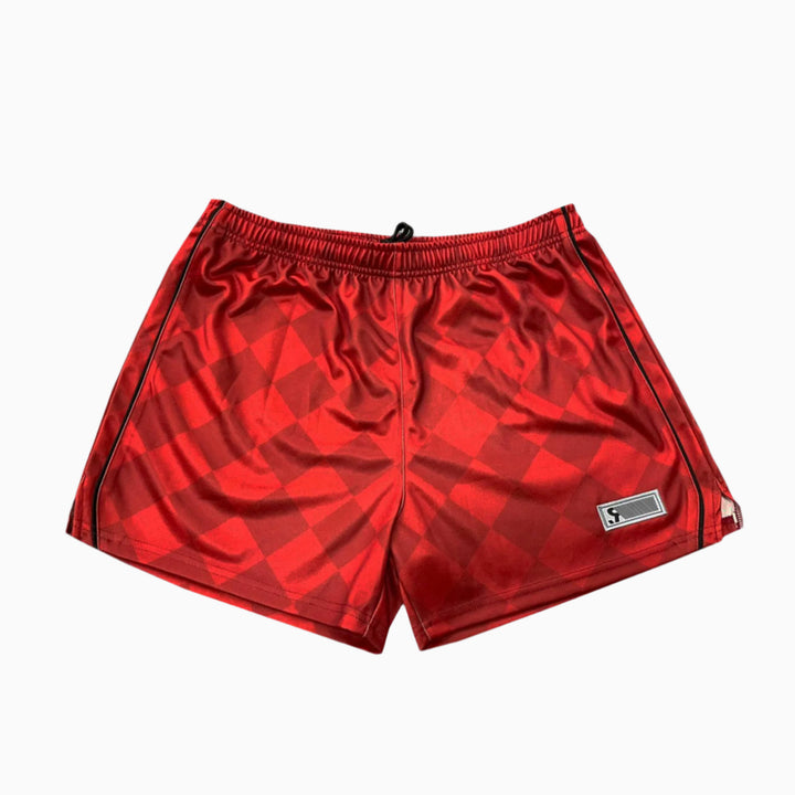 'Half Time' Match Day Shorts - Red Check