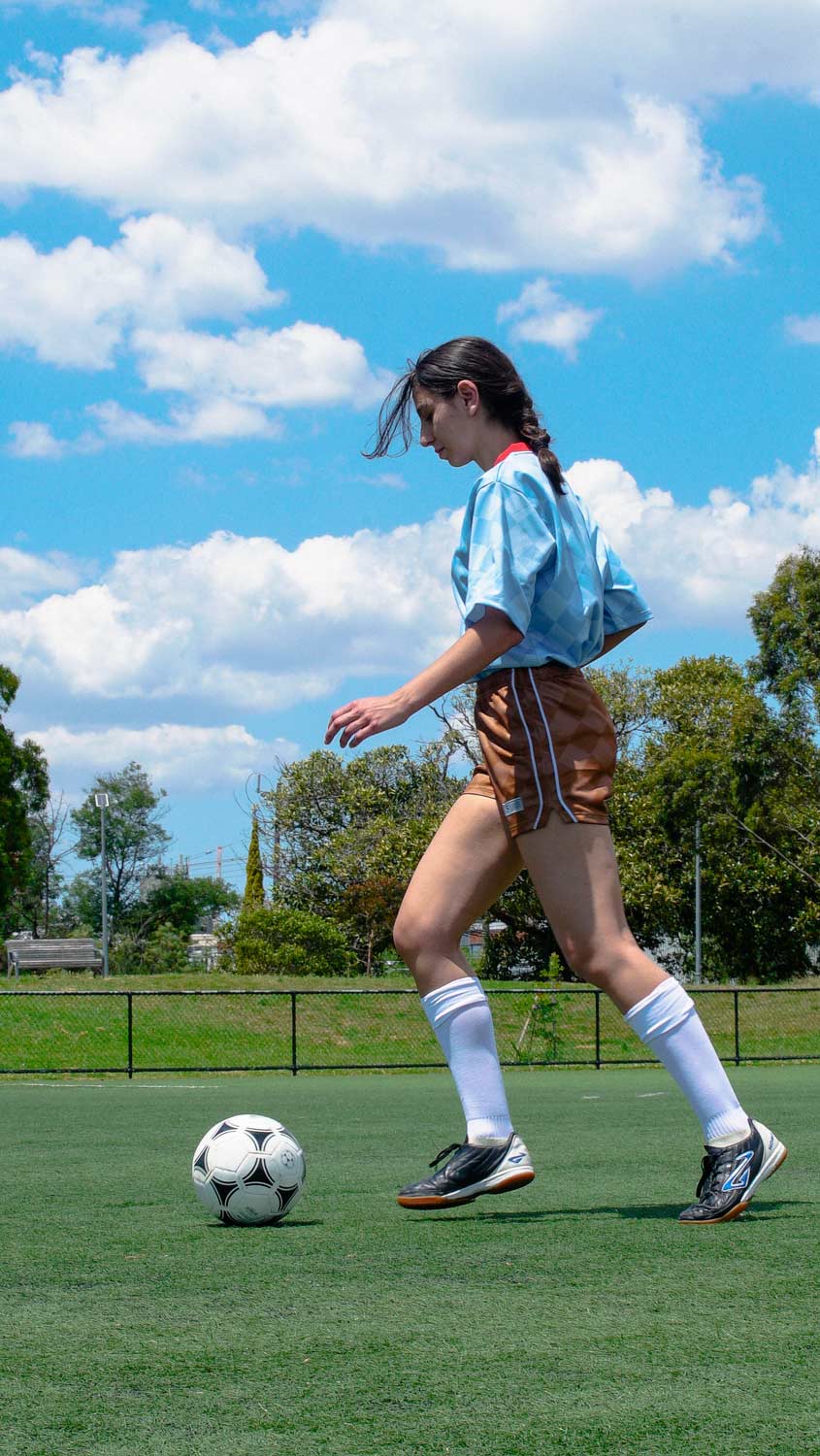 'Half Time' Training Top - Sky Blue Check